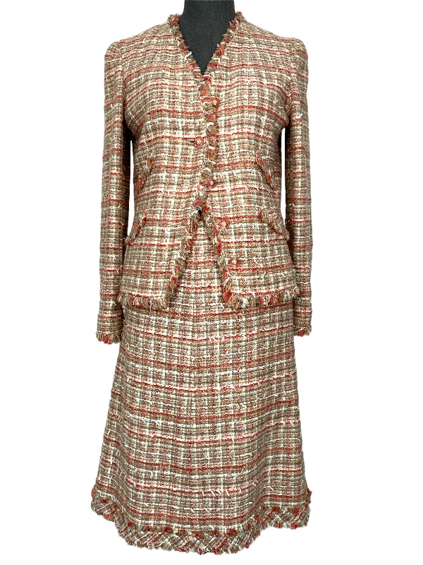 Buy CHANEL cotton t-shirts -CHANEL 04P Plaid Tweed Skirt Suit Size S