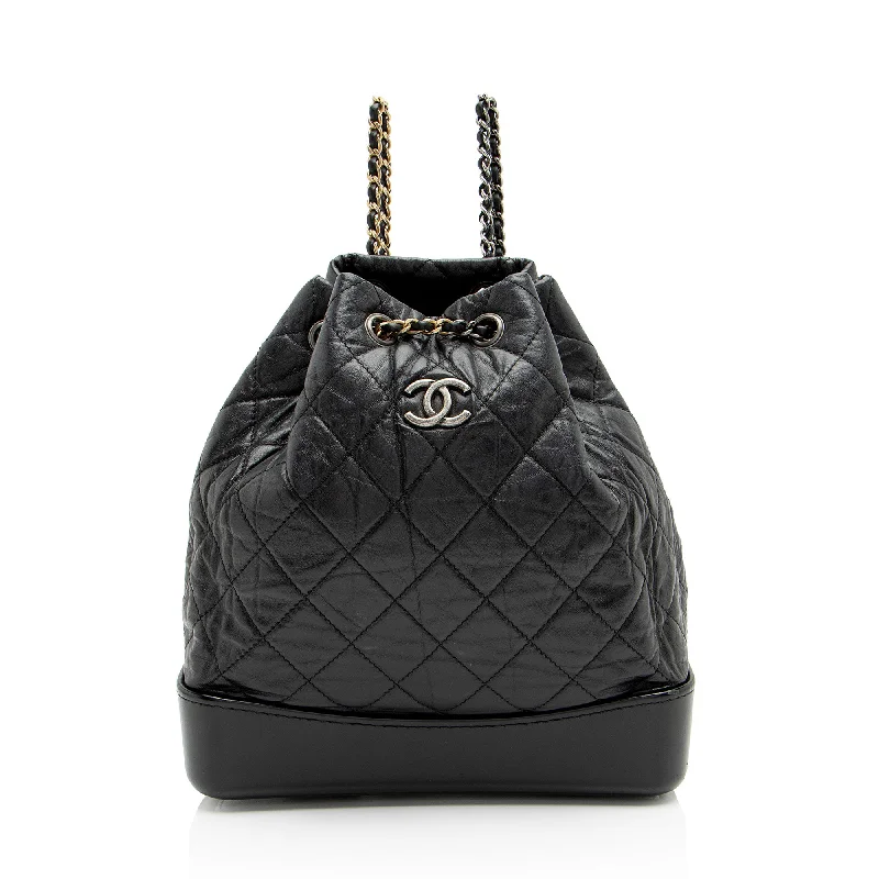 CHANEL bags with exclusive designs -Chanel Aged Calfskin Gabrielle Backpack (SHF-M5X3Nt)