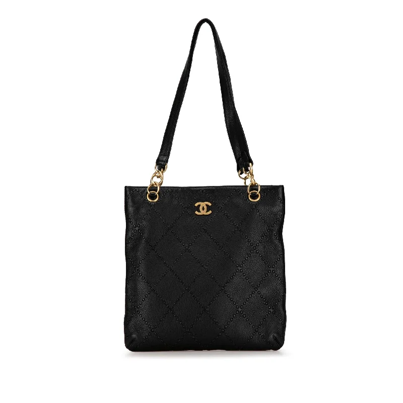 Buy CHANEL bags with embossed logo -Chanel Calfskin CC Wild Sitch Chain Tote (SHG-3bUSXo)