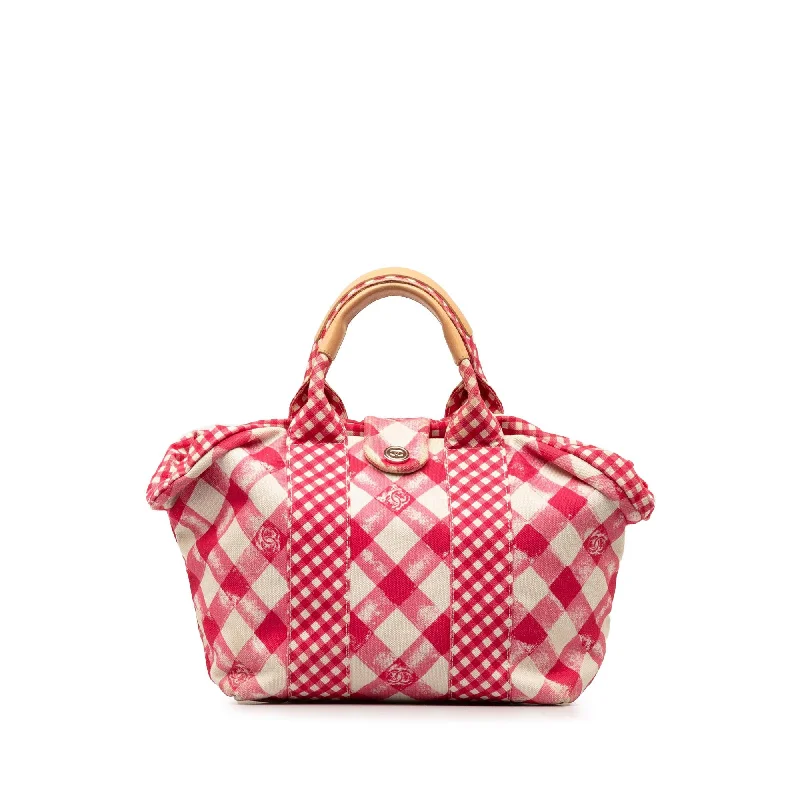 Buy CHANEL bags with original design -Chanel Canvas Gingham Tote (SHG-B0uBFu)