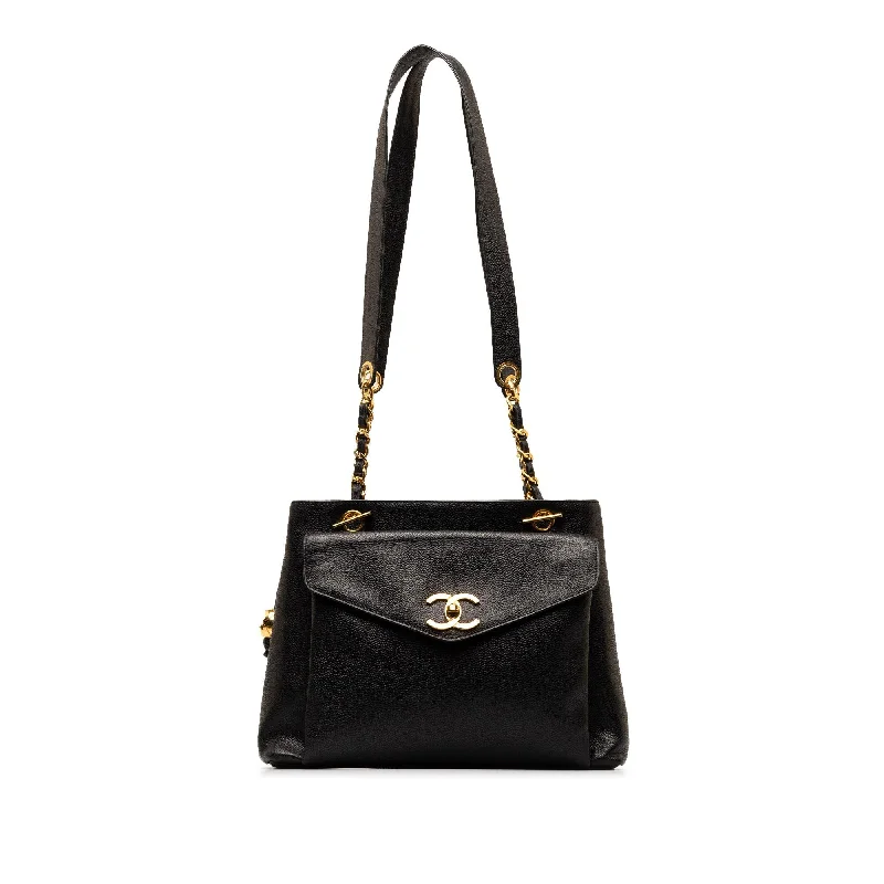 CHANEL bags with gold hardware -Chanel Caviar Front Pocket Chain Tote (SHG-XrkGWG)