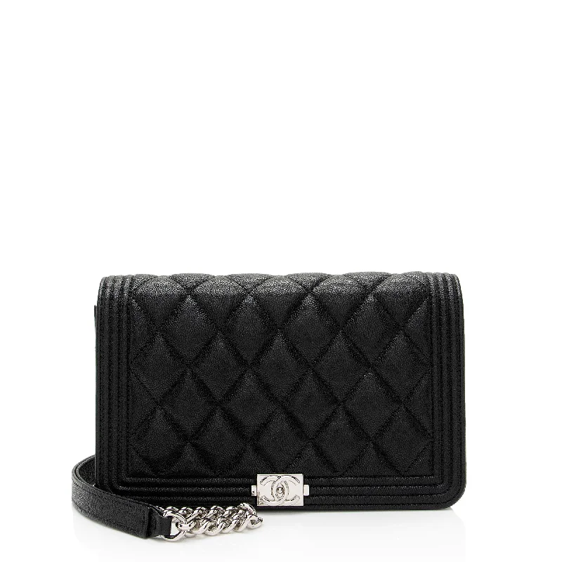 CHANEL bags for formal events -Chanel Caviar Leather Boy Wallet on Chain (SHF-Rw1D6r)