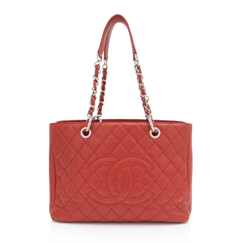 CHANEL handbags with chain strap -Chanel Caviar Leather Grand Shopping Tote (SHF-iVvflz)