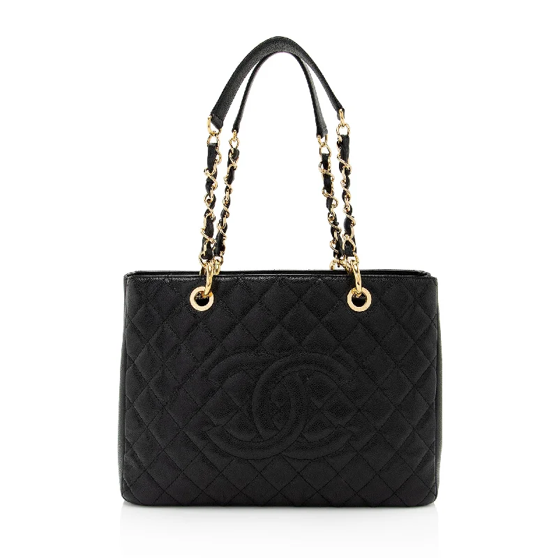 CHANEL bags with interchangeable straps -Chanel Caviar Leather Grand Shopping Tote (SHF-lwZhXi)