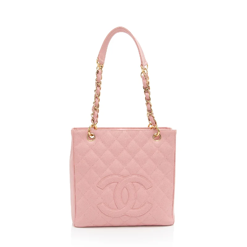 CHANEL bags with statement features -Chanel Caviar Leather Petite Shopping Tote (SHF-ChQICD)