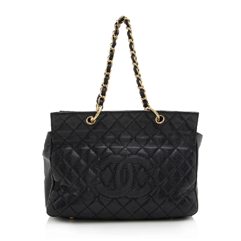 CHANEL bags for luxury collectors -Chanel Caviar Leather Petite Timeless Tote (SHF-17772)