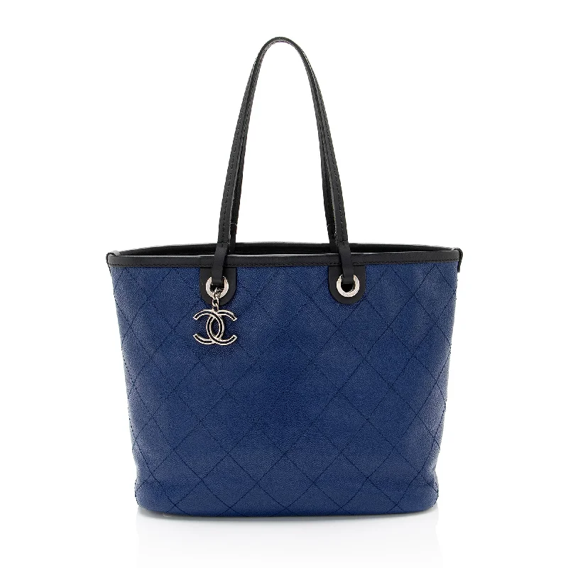 CHANEL bags with elegant chain straps -Chanel Caviar Leather Shopping Fever Small Tote (SHF-eVTnAx)