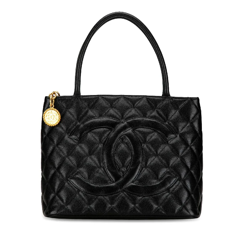 CHANEL bags with double chain strap -Chanel Caviar Medallion Tote (SHG-y2ND77)