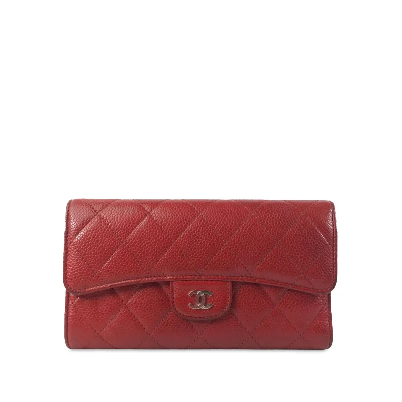 CHANEL handbags with chain strap -Chanel CC Caviar Trifold Wallet (SHG-avlCSd)