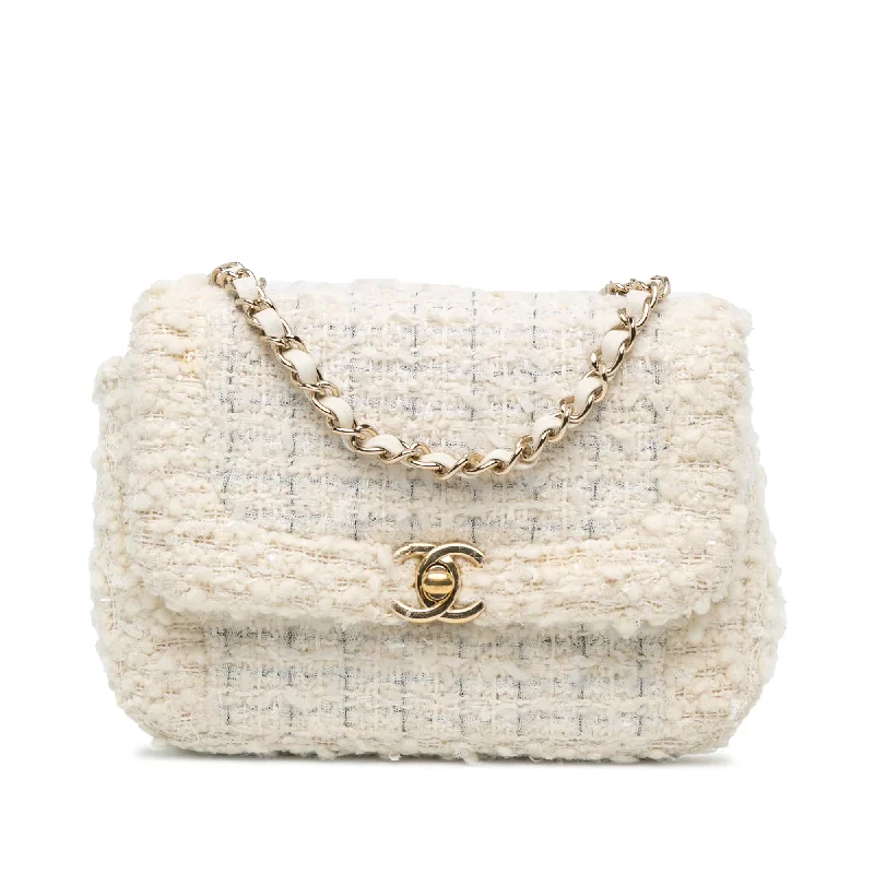 CHANEL bags with gold hardware -Chanel CC Mini Tweed Flap Crossbody (SHG-gTRs6R)