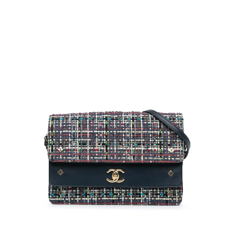 CHANEL bags with silver hardware -Chanel CC Multicolor Tweed Double Flap (SHG-djHZ7S)