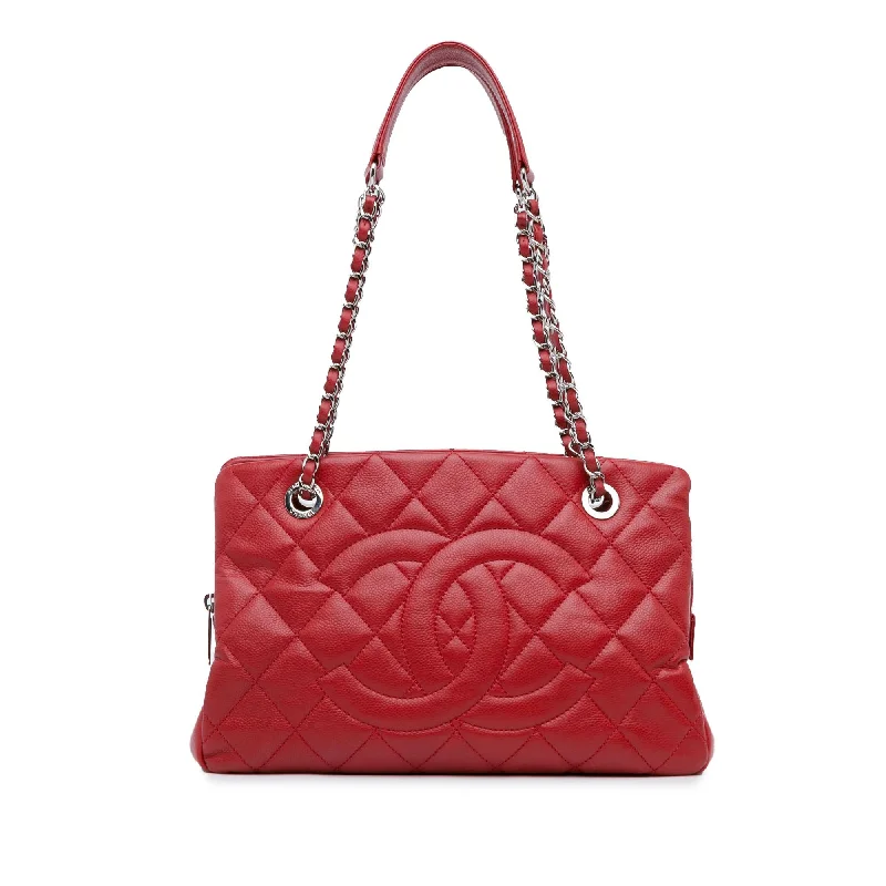 CHANEL flap bag in red leather -Chanel CC Petite Caviar Soft Tote (SHG-xcsuvH)