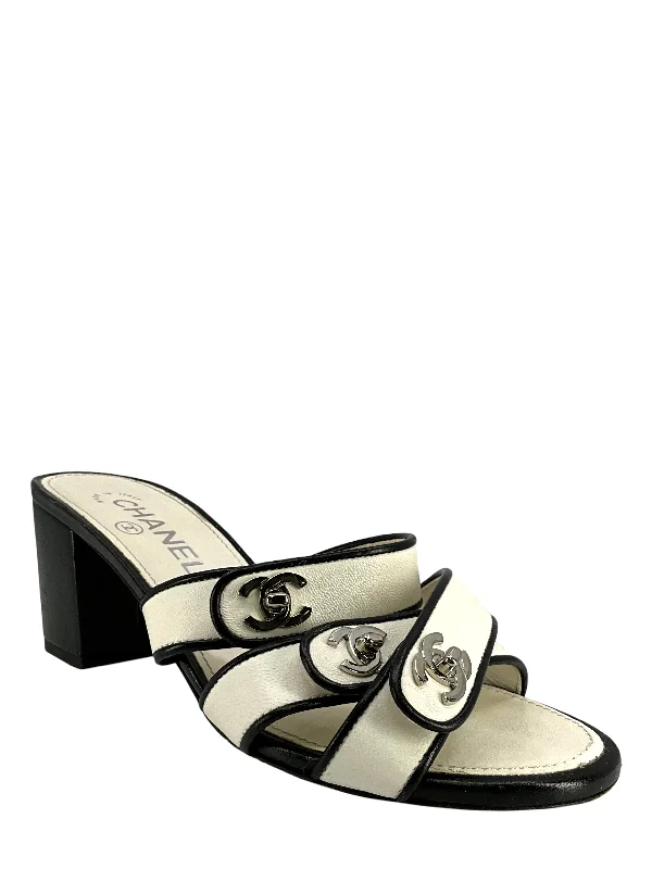 CHANEL sandals for summer -CHANEL CC Turnlock Leather Sandals Size 7