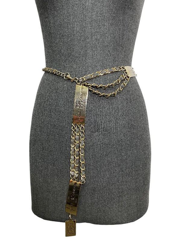 CHANEL Chain Link Triple Strand Logo Medallion Belt