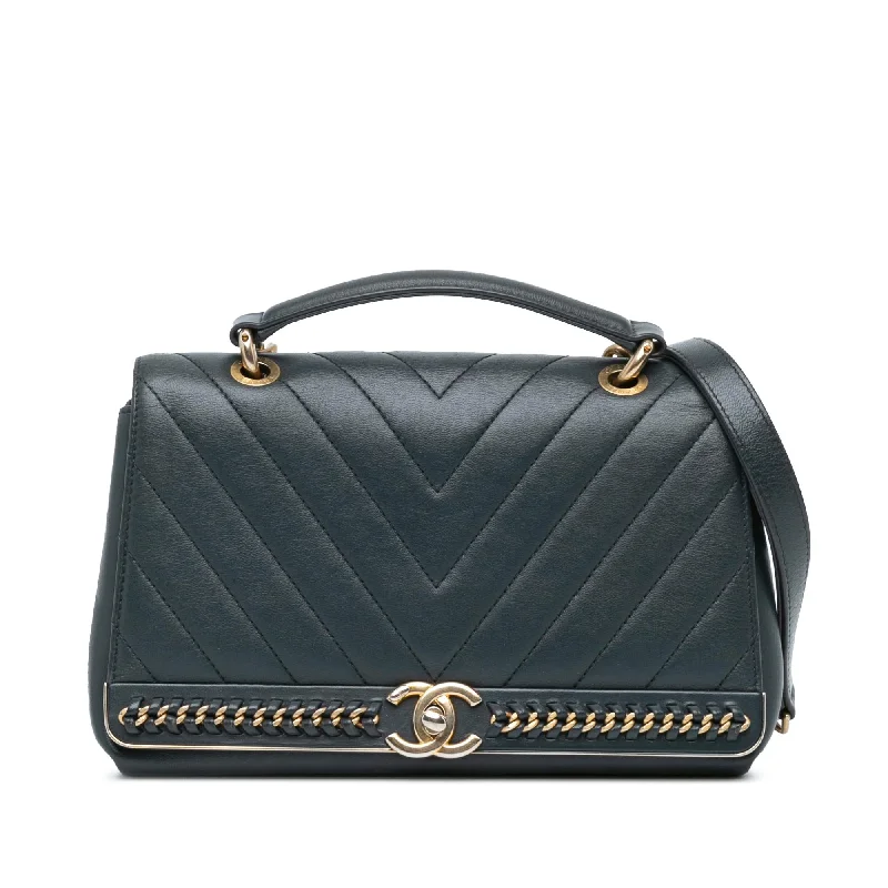 Chanel Chevron Sheepskin Stitched Chain Top Handle Flap (SHG-H3vEW0)