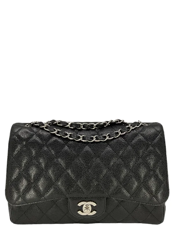 Classic CHANEL bags in modern colors -CHANEL Classic Double Chain Flap Bag In Black Caviar Leather