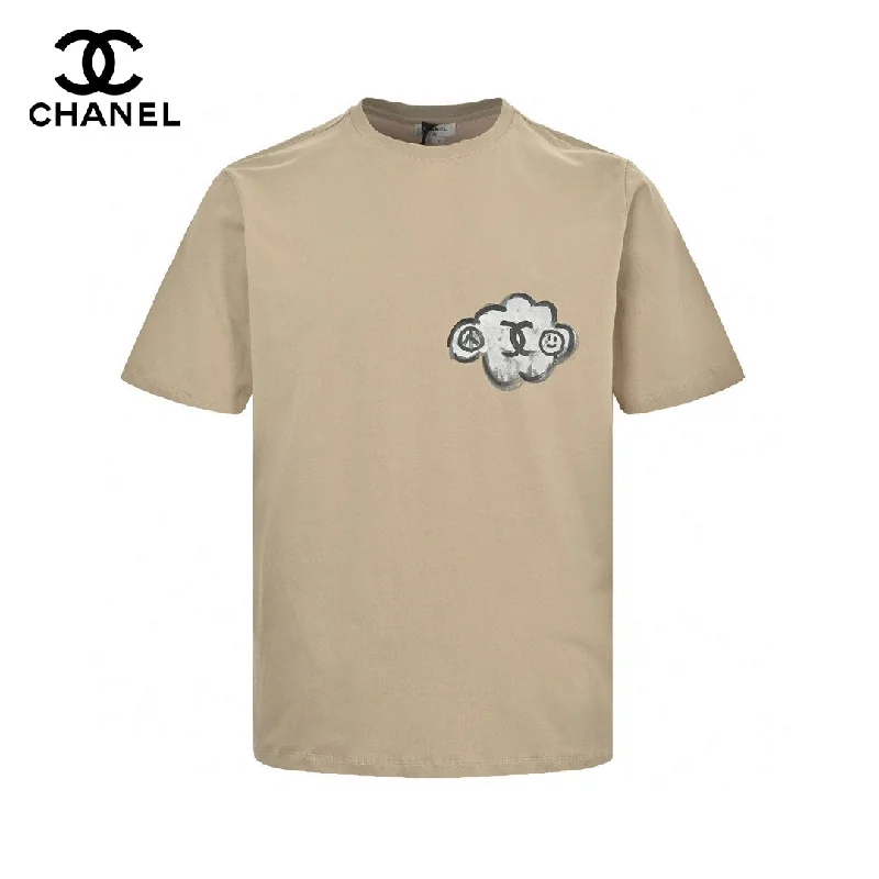 CHANEL tailored jackets for women -Chanel Cloud Logo T-Shirt in Beige