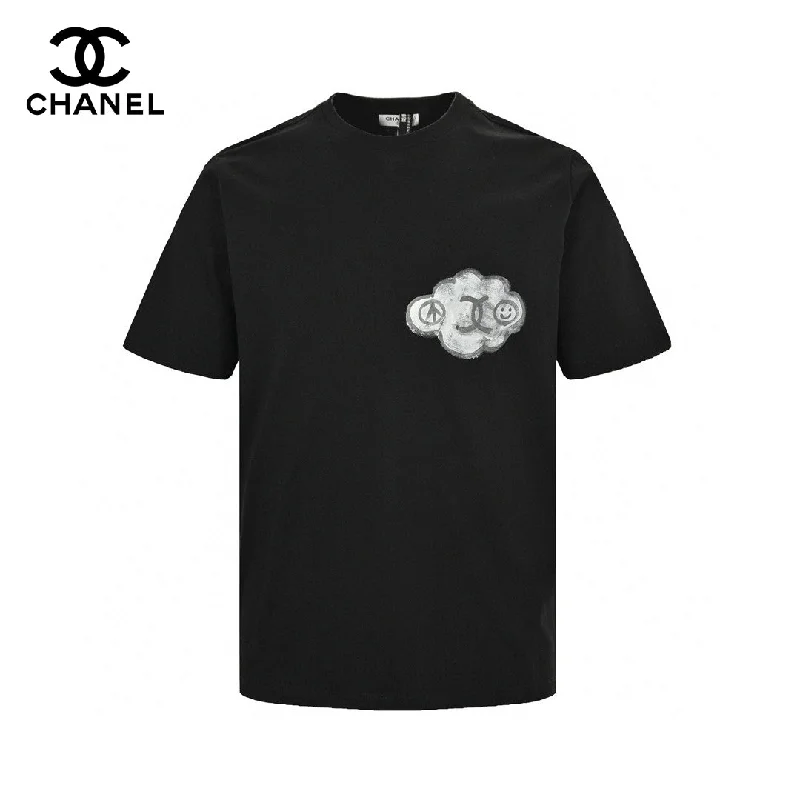 Buy CHANEL luxurious fashion pieces -Chanel Cloud Logo T-Shirt in Black