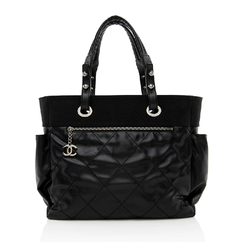 Classic CHANEL bags in modern colors -Chanel Coated Canvas Paris Biarritz Large Tote (SHF-14997)