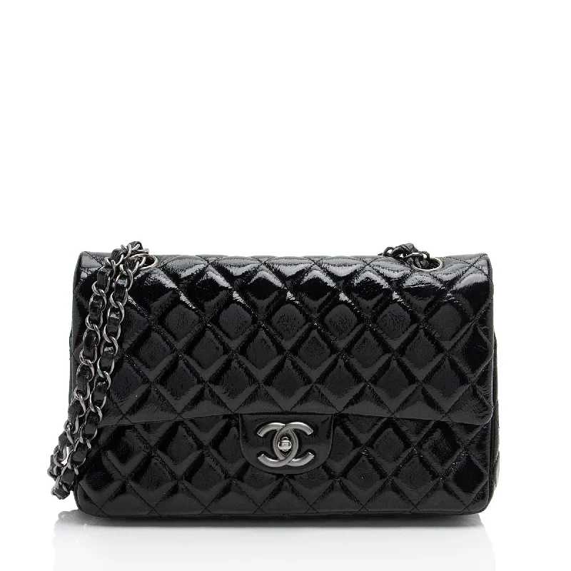 CHANEL bags for every season -Chanel Crumpled Patent Leather Classic Medium Double Flap Bag (SHF-Bt2Jh2)