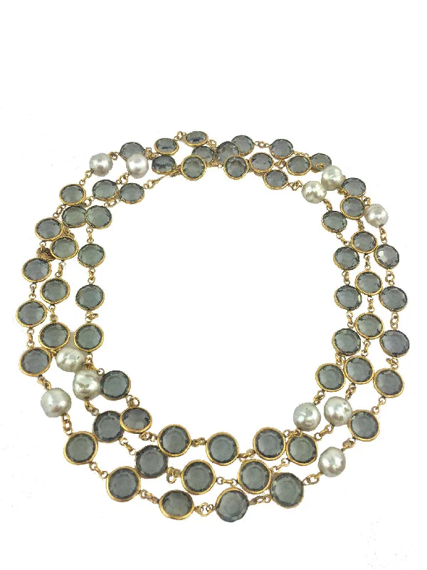 Buy CHANEL statement necklaces -Chanel Faux Pearl Crystal Sautoir Necklace