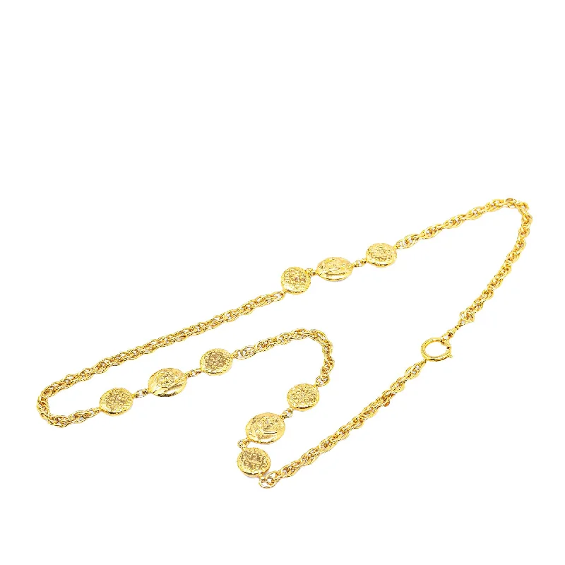 CHANEL necklaces with logo pendant -Chanel Gold Plated Coco Mademoiselle Chain Necklace (SHG-J15D4E)