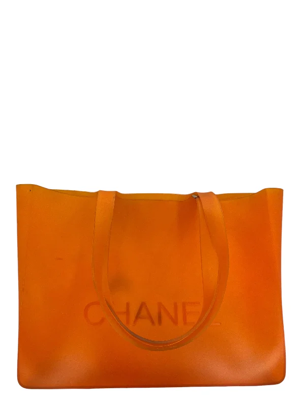 CHANEL bags with exclusive designs -CHANEL Logo Jelly Rubber Large Tote Bag