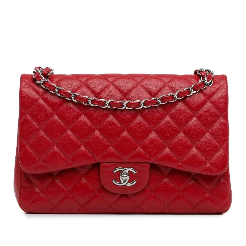 Authentic CHANEL bags with leather lining -Chanel Jumbo Classic Caviar Double Flap (SHG-DAHxqp)