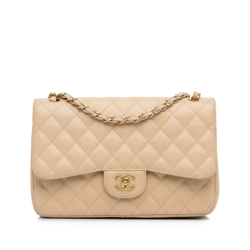 CHANEL bags with premium quilting -Chanel Jumbo Classic Caviar Double Flap (SHG-hLLhcE)