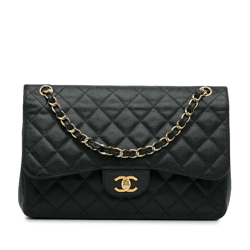 CHANEL bags with iconic quilting -Chanel Jumbo Classic Caviar Double Flap (SHG-KP2qbj)