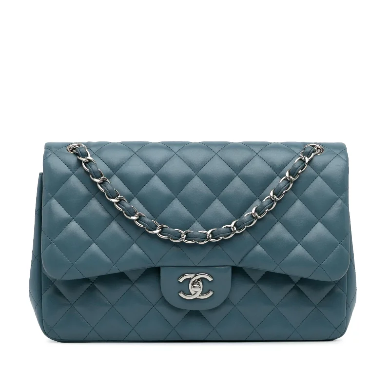 Popular CHANEL handbags in black -Chanel Jumbo Classic Lambskin Double Flap (SHG-7S4PHb)