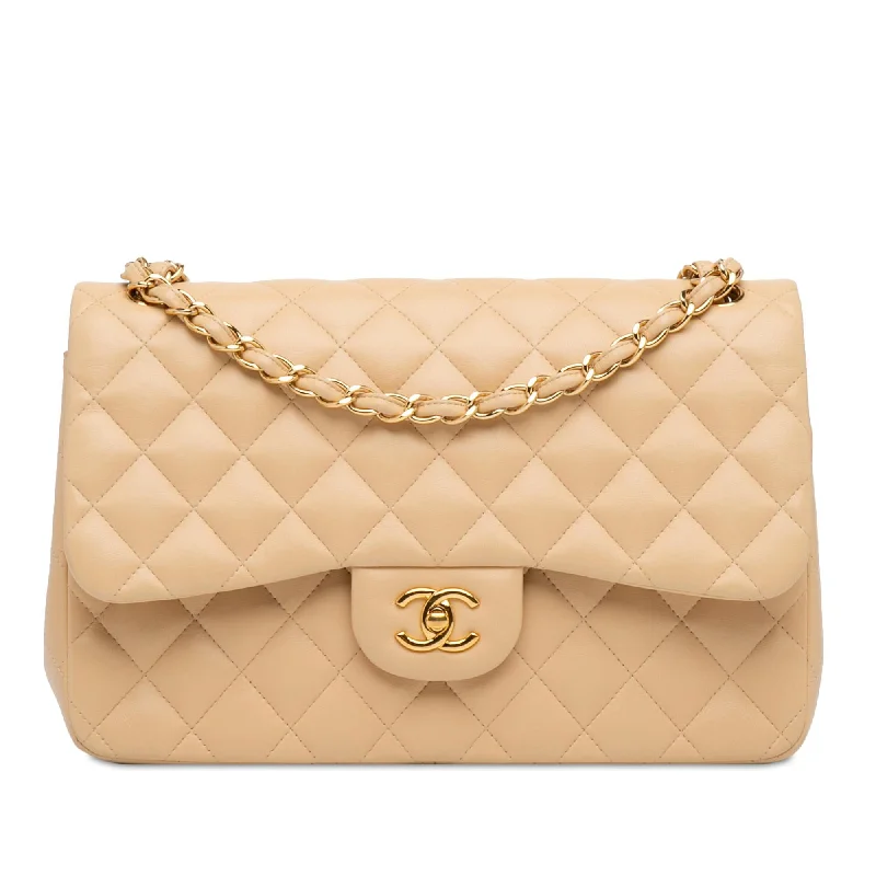 CHANEL large flap bag -Chanel Jumbo Classic Lambskin Double Flap (SHG-evy6Et)