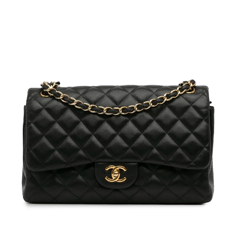 CHANEL bags with double chain strap -Chanel Jumbo Classic Lambskin Double Flap (SHG-FyBqVD)