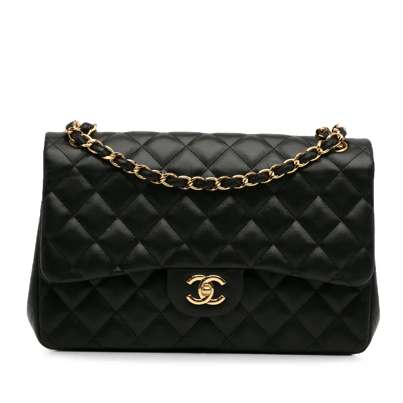 Buy CHANEL bags with embossed logo -Chanel Jumbo Classic Lambskin Double Flap (SHG-IxfEjr)