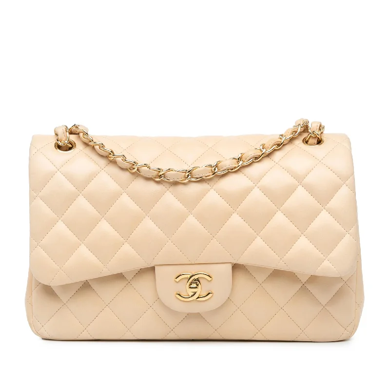 CHANEL quilted leather bag -Chanel Jumbo Classic Lambskin Double Flap (SHG-jsrSIe)