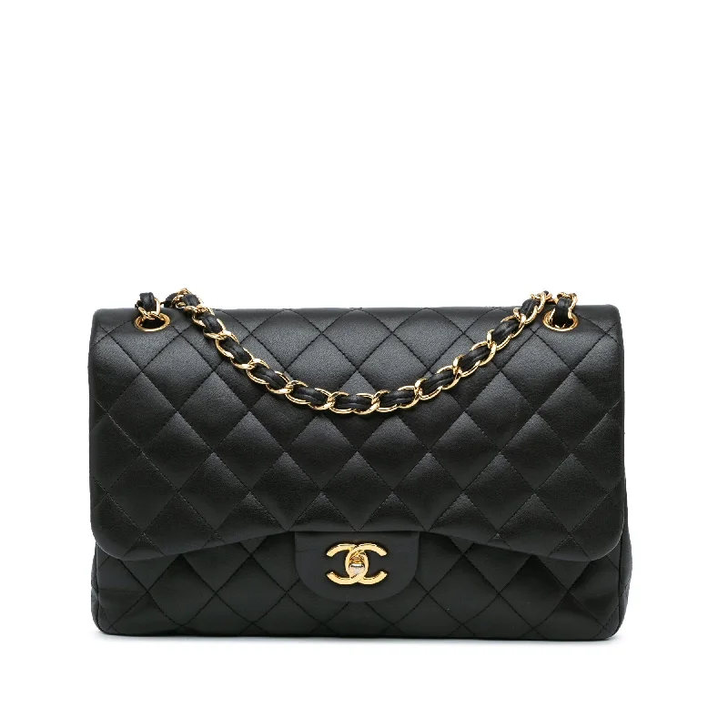 CHANEL evening bags -Chanel Jumbo Classic Lambskin Double Flap (SHG-mRKw0w)