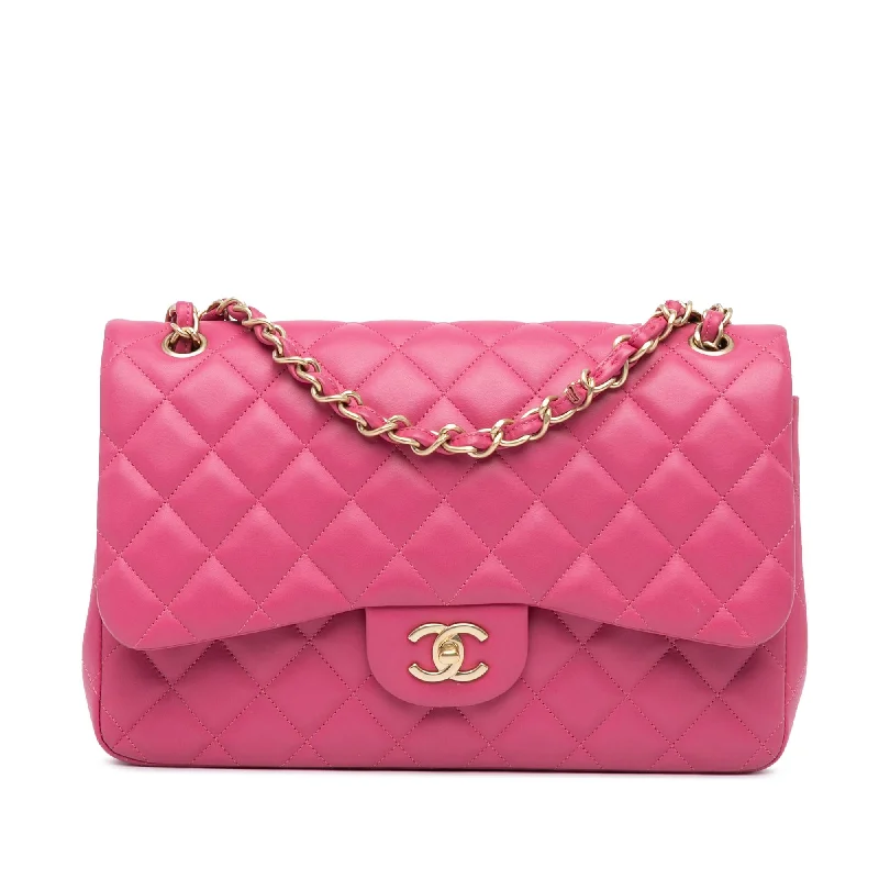 CHANEL handbags with chain strap -Chanel Jumbo Classic Lambskin Double Flap (SHG-u6IBkC)