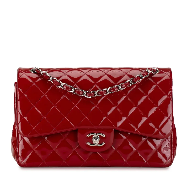 CHANEL bags with silver hardware -Chanel Jumbo Classic Patent Double Flap (SHG-rg1hZI)