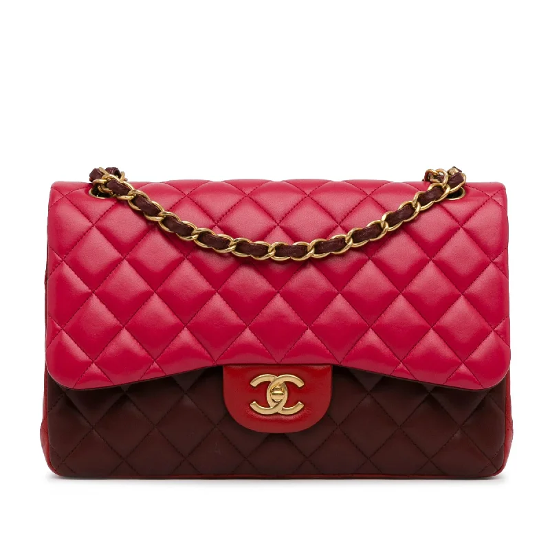 CHANEL bags for sophisticated outfits -Chanel Jumbo Classic Tricolor Lambskin Double Flap (SHG-2yyCBu)