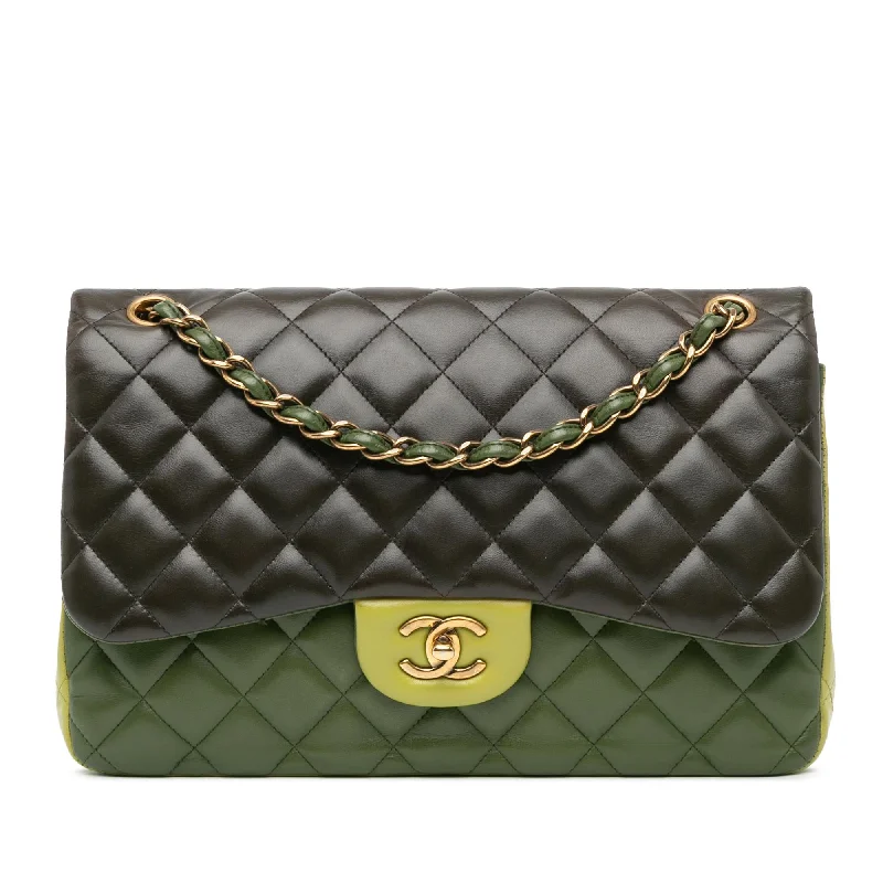 CHANEL bags with classic design -Chanel Jumbo Classic Tricolor Lambskin Double Flap (SHG-9rVF1I)