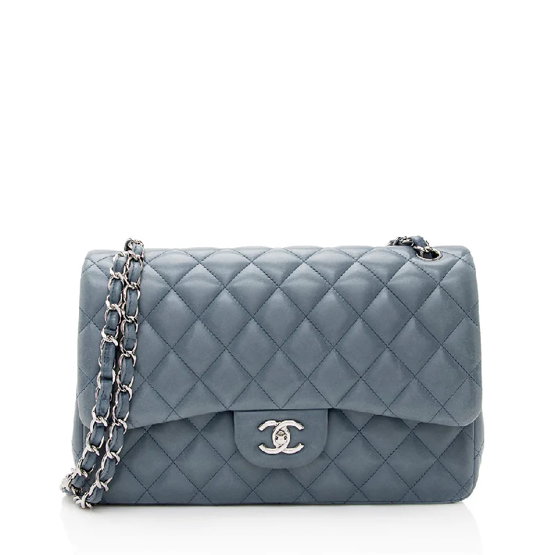 CHANEL bags with iconic color schemes -Chanel Lambskin Classic Jumbo Double Flap Bag (SHF-21471)