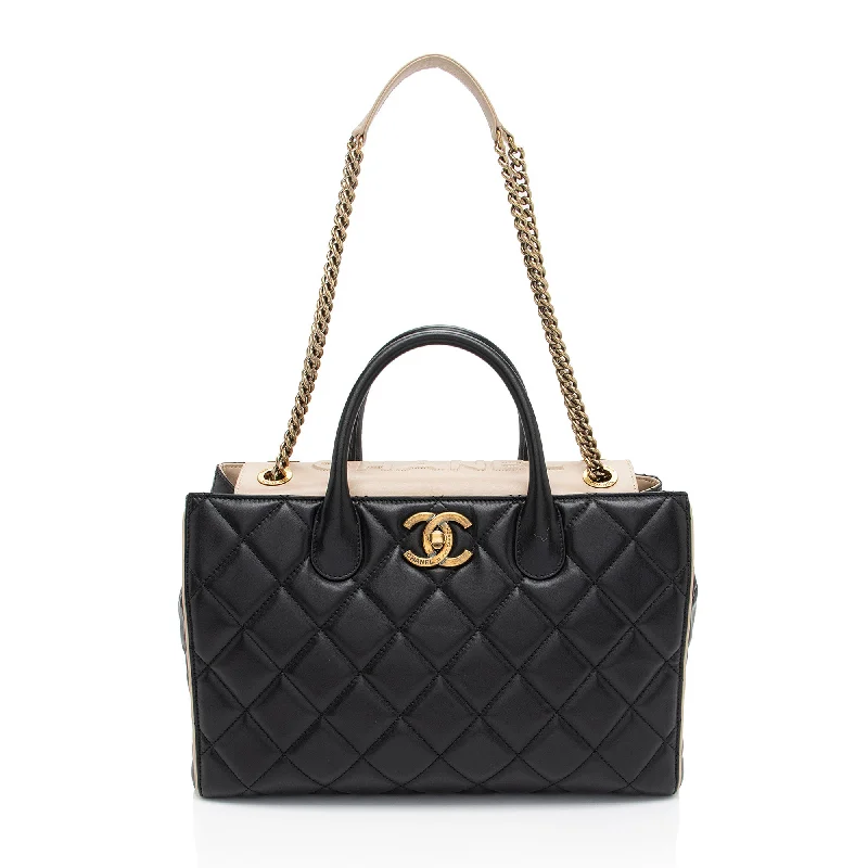 Designer CHANEL bags for fashion lovers -Chanel Lambskin Portobello Small Tote (SHF-Drtxbt)