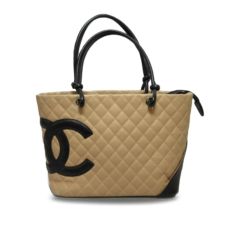 CHANEL bags with silver hardware -Chanel Large Cambon Ligne Tote (SHG-OX52Gr)