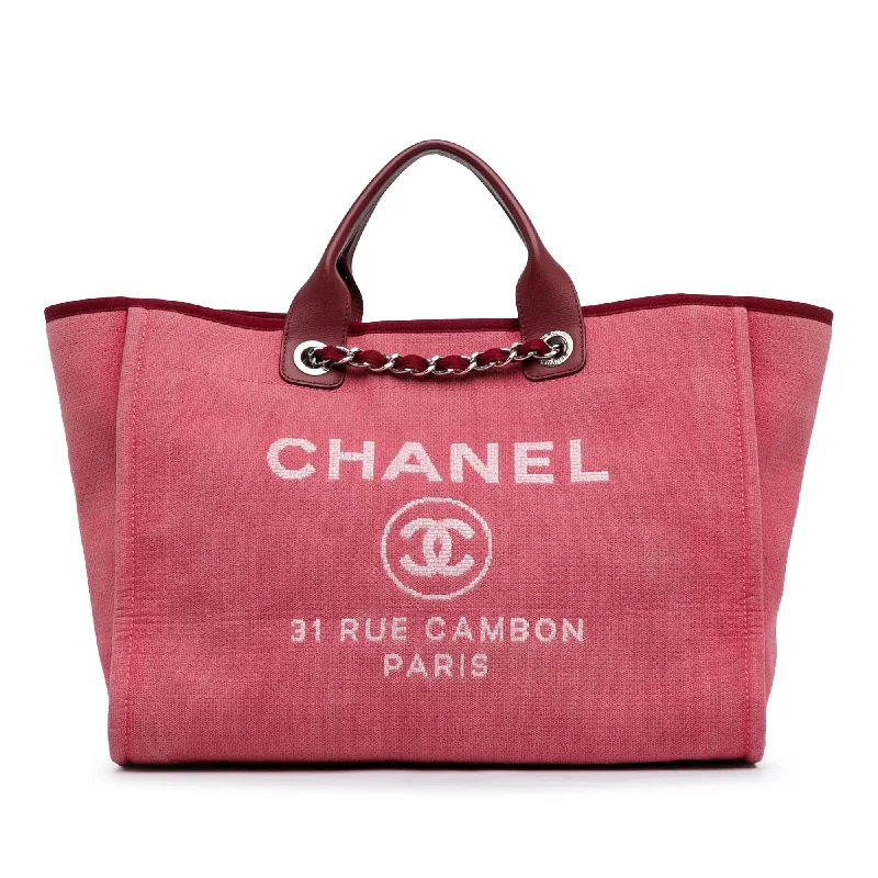 CHANEL bags with iconic color schemes -Chanel Large Canvas Deauville Tote (SHG-OpY8VZ)