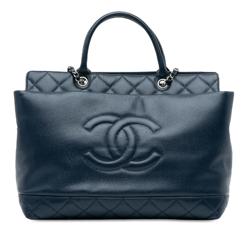 CHANEL bags with timeless appeal -Chanel Large Soft Caviar Leather Top Handle Tote (SHG-5ufwRD)