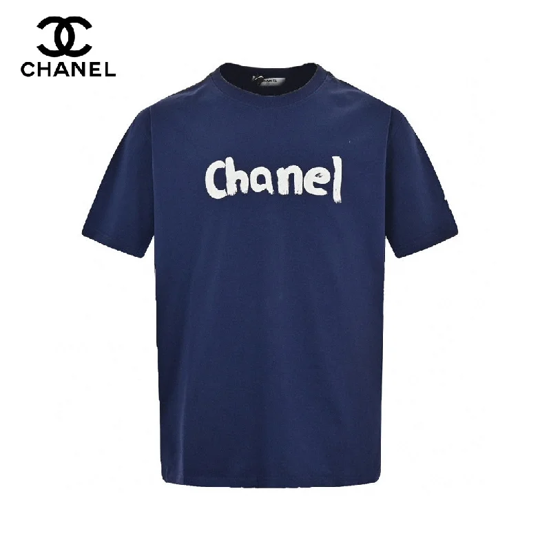 Buy CHANEL skirts in wool and silk -Chanel Logo T-Shirt (Navy Blue)