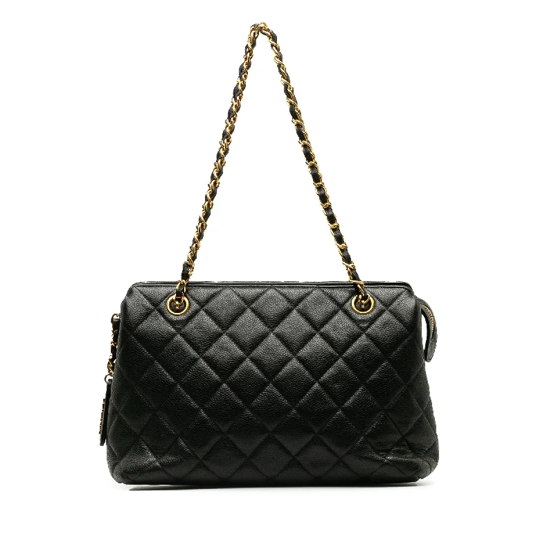 CHANEL bags with logo design -Chanel Matelasse Caviar Leather Tote (SHG-DSQjnP)