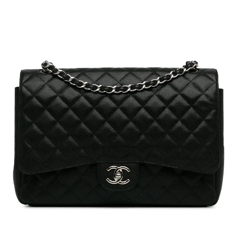 Designer CHANEL bags for formal occasions -Chanel Maxi Classic Caviar Double Flap (SHG-UssHab)