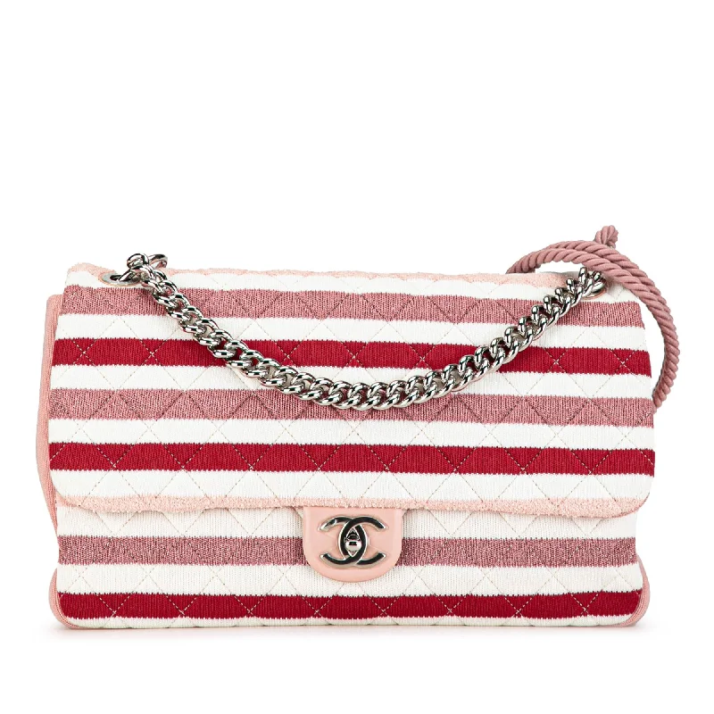 Chanel Maxi Stripe Jersey Felt and Rope Flap (SHG-Zvi1g1)