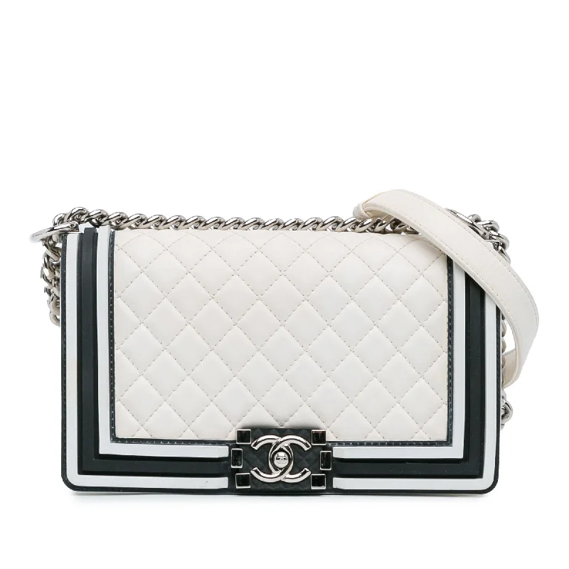 Chanel Medium Bicolor Lambskin and Rubber Boy Flap (SHG-DBkDgP)